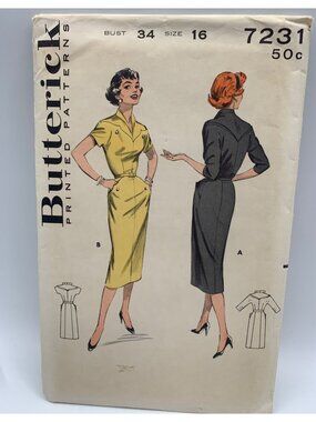 Butterick Misses Dress Sewing Pattern Size 16 7231 Uncut
